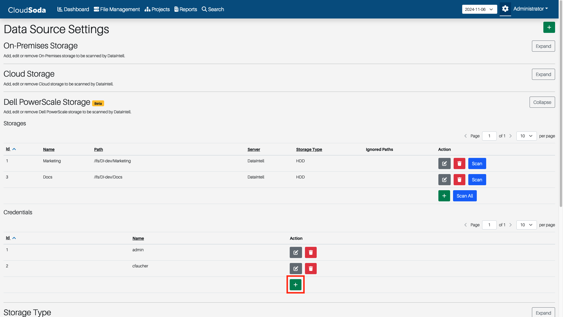 DataIntelligenceDocumentation_DellPowerScale_CredentialsButton
