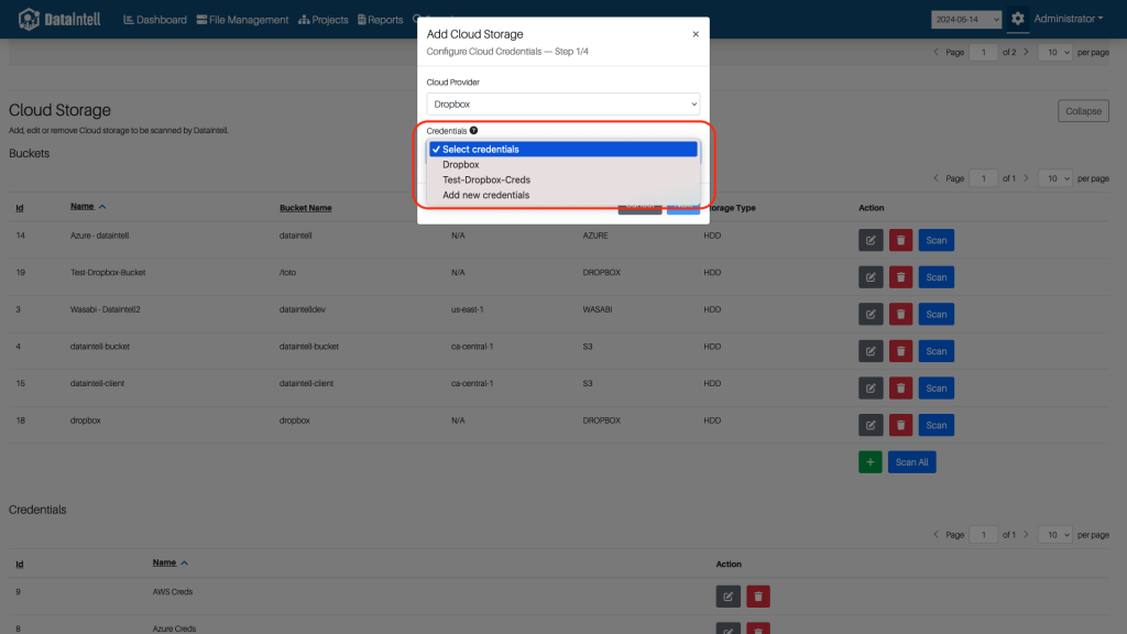 DataManagementDocumentation_Cloud_DropboxSelectCreds.png